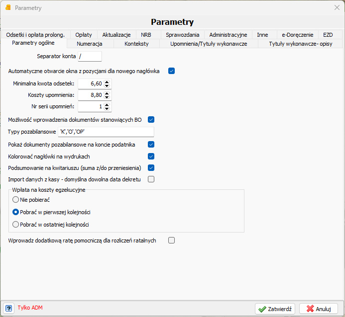 Parametry ogólne